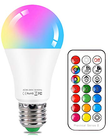 HYDONG Glühbirne E27 LED Farbwechsel Lampe mit Fernbedienung, 10W RGB + Kaltweiss Dimmbar Edison Farbige Birnen für Schlafzimmer Wohnzimmer Atmosphäre Licht