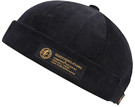 Men Hats Docker Cap Hats Beanie Sailor Cap Worker Hat Rolled Cuff Retro Brimless Hat with Adjustable