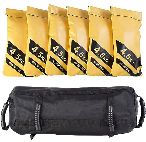COSTWAY 27KG Sandbag, Power Bag inkl. 6 x 4,5 kg Sandsack, Gewichtssack mit 6 Griffen, Core Bag aus Oxford, Trainingssandsack zum Gewichtheben, Training und Fitness