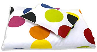 Baby sängkläder set för barn, 140 x 200 bomull, Oeko-TEX 2-delat babysängkläder: täcke/påslakan + örngott (vit med cirklar)