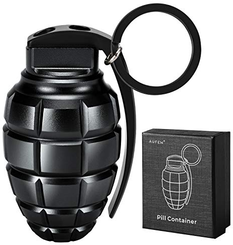 Tragbare Pillendosen Wasserdichte Pillendose, Mini Pillendose Schlüsselbund Luftdichtes Pillenetui Kleine Aluminium Pillenbox für Überleben im Freien, Camping, Reisen (Schwarz)