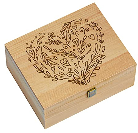 EXISTING Memory Box for Keepsakes, Woodblock Heart Laser Cut Wooden Storage Box with Hinged Lid, Large Keepsake Boxes - Store Jewelry, Toys, Photos, and Keepsakes in a Decorative Crate