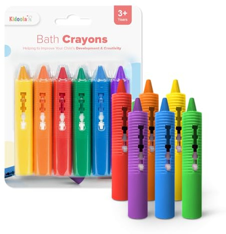 kidoola Baby Bath Crayons – 6 Pack of Washable, Non-Toxic Crayon Pens for Bathtime Fun – Easy to Clean, Vibrant Colors – Perfect for Toddlers Ages 3+