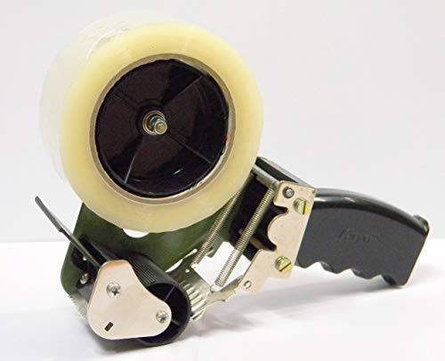 Dinojames kraftig manuell handmanövrerad tejpdispenser 50 mm eller 2 tum med 2 tum genomskinlig tejprulle i PVC