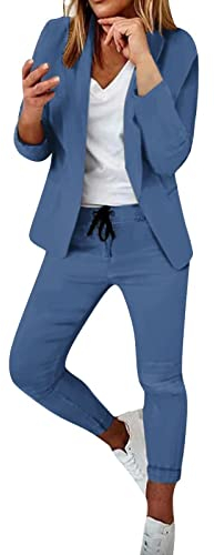 Hosenanzüge Damen Zweiteiliges Set Business Casual 2-teiliges Outfit Professionelle Kleidung Anzug Anzugjacke mit Revers Lang Anzughose Bürodame Kostüme & Blazer Hose Arbeitskleidung