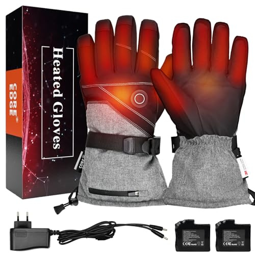 COREEDGE Beheizbare Handschuhe,Beheizte Handschuhe Damen Herren,Heizhandschuhe Ski 3 Heiztemp,Elektrische Skihandschuhe mit 7.4V 3000mAh Akku,Handschuhe für Motorrad Snowboard Radfahren Angeln XL