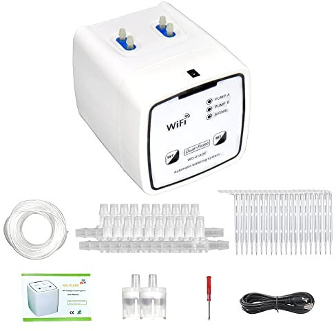 Vislone Dispositivo di irrigazione intelligente WIFI, doppia pompa, sistema automatico di irrigazione a goccia, controller remoto APP per piante in vaso da giardino