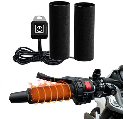 Sagreeny Manopole riscaldanti per Moto e Bicicletta, 1 Paia 12V Intelligente Tre Stage di Controllo della Temperatura Grip Riscaldamento Moto Grip Dim