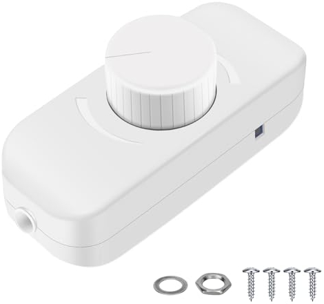 VIPMOON 220V-240V Rotary Push On/Off Trailing Edge Dimmer Switch pour Lumières LED Dimmables/Ampoules Incandescentes/Halogènes, 1 Gang, 3-100W (Blanc, Nouvelle mise à niveau)
