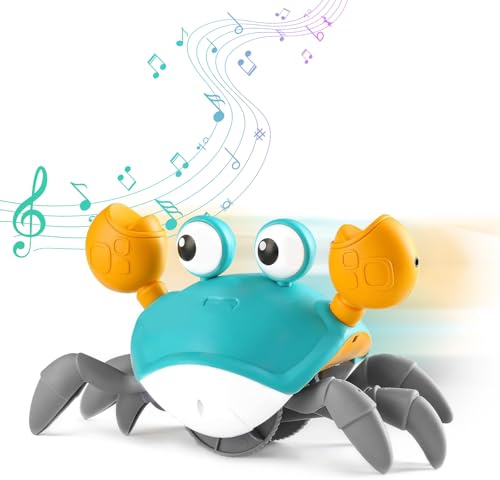 SubTack Crawling Crab Toy - Interactive Dancing Crab Baby Toy for Sensory Development | Musical Walking Baby Toys 6 to 12 Months, Gifts for 1 Year Olds Boys and Girls, First Birthday Baby Gift