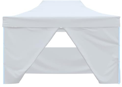 Tent Carport Partyzelt Vorzelt - Profi-Partyzelt Faltbar mit 4 Seitenwänden 3×4m Stahl Weiß für Events Garten Festival Camping