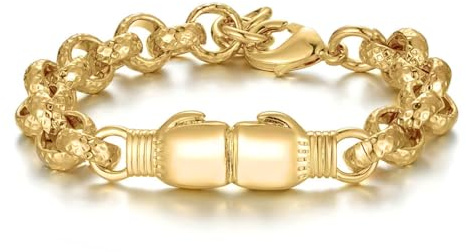 THE BLING KING 8mm Gold Kids Boxing Glove Belcher Bracelet – 24g, 6-Inch – PVD Gold Plated Childrens Bracelet