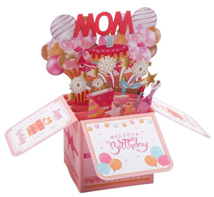 Grattis På Födelsedagen Mamma Pop Up-Kort, Födelsedagskort Färgglada Ballonger Spännande Fyrverkerier Presentförpackning med Kuvert Pop Up-Födelsedagskort Till Mamma Mamma Styvmamma Gudmor