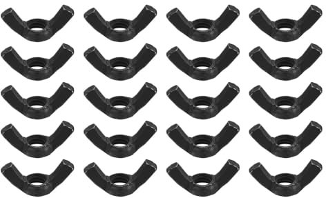 sourcing map 1/4-20 Wing Nut 30 Pcs, Carbon Steel Butterfly Wing Nuts Fasteners Parts Hand Twist Tighten Wing Nuts for Machinery Electronic Equipment DIY, Black