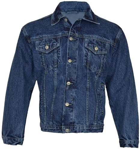 Men’s Denim Jacket - Classic Trucker Jean Jacket for Men | Vintage Western Style | Casual Workwear Coat with Pockets | Heavy Duty Button-Down Outerwear (Blue-M)