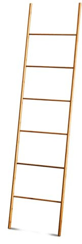 TIENDA EURASIA – Escalera Bambú Decorativa | Color Natural | Madera Bambú | Medidas 45 x 180 cm | Carga Máxima 8 Kg | Toallero Escalera
