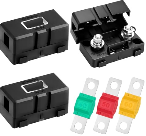 3 Pièces ANS Porte Fusibles de Voiture avec Fusible Voiture 40A, 50A, 60A pour Voitures, Camions, Véhicules
