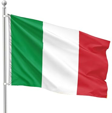 FLAGLY Bandiera Italia 90 x 150 cm – resistente alle intemperie e ai raggi UV con occhielli (90 x 150 cm, Italia)