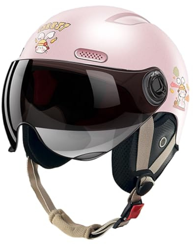 Casque Moto 3/4 pour Enfants, Casque Scooter avec Visière Solaire pour Garçons Et Filles De 5 À 15 Ans, Casque Jet Moto pour Enfants, Homologué ECE 22.06