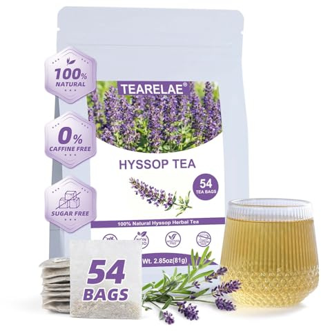 TEARELAE - Hyssop Tea - 54 Count Herbal Tea Bags - Caffeine Free, Soothing & Aromatic - Perfect for Evening Relaxation, Digestive Comfort & Mindful Moments