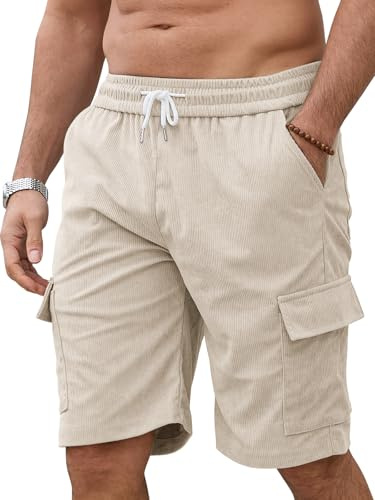 Herrshorts manchester cargobyxor med elastisk midja - Bermuda herr sommar flera fickor och dragsko | herrshorts lediga för arbete och avkoppling