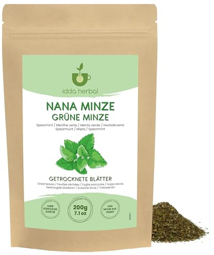 IDDA Herbal Hierbabuena Infusión 200g, Menta Nana Seca y Cortada, Té de Menta Verde