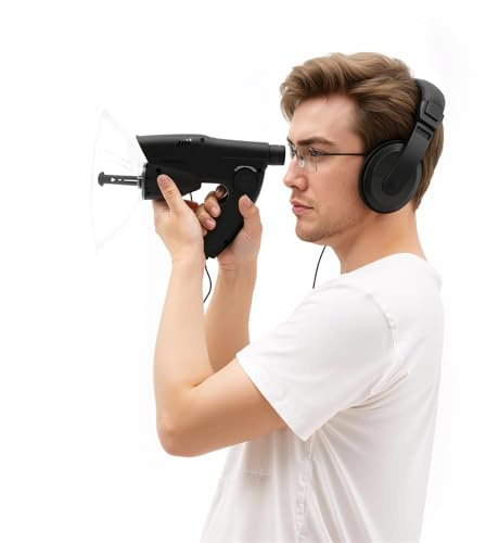 Micrófono direccional de 100 m, micrófono parabólico con grabación, 8 prismáticos, amplificador de sonido y auriculares para observación de aves y animales