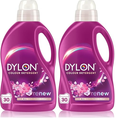 Dylon Blossom Colour Detergent (30 Wash Loads), Liquid Laundry Detergent for all Coloured Clothes, renewing in every wash with optimal results in 10 washes (Pack of 2)