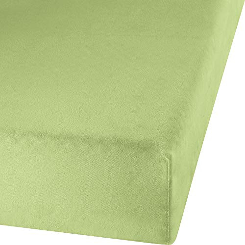 Erwin Müller Spannbettlaken Feinbiber Garmisch, Spannbetttuch - kuschelweich, temperaturausgleichend, für Winter, mit Rundumgummi - hellgrün Größe 140x200 cm - 160x200 cm