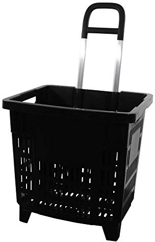GERSO - Carrello spesa 55 litri con ruote Cestino spesa in plastica ABS, mobile, di colore nero
