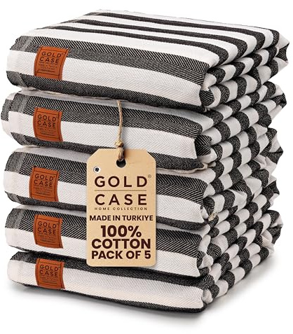 Gold CASE Turkish Beach Towel Set of 5 – 100% Cotton Beach Towels Oversized 70x38'' – MYRA Quick Dry Swim Towel – Lightweight Turkish Towels Set in Black