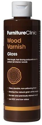 Extra Tough Wood Varnish - 250ml - Fast Drying, Clear Varnish - Low Odour, Water-Based - Protects Interior Wood from Scratches and Stains - Gloss