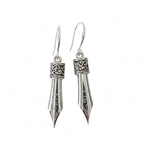 Silver Pen Nib Earrings – Writer Jewelry for Authors, Teachers & Book Lovers – Silver-Plated Ear Wires