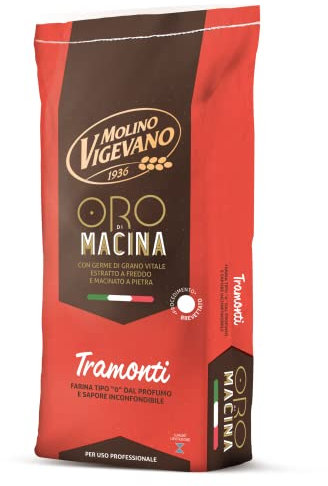 Molino Vigevano Tramonti Tipo 0 con Germe di Grano Vitale 10 kg - Farina Professionale per Pizza Napoletana, Pane e Focaccia - W350 ad Alta Forza (Pack of 1)