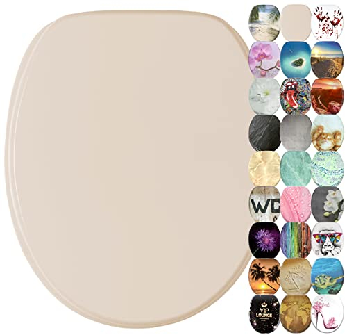Sanilo Tapa de inodoro, muchos asientos para WC nuevos a escoger, montaje sencillo, bisagras estables (Beige)