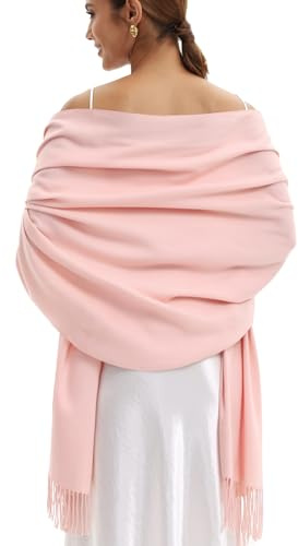 pink Pashmina Scarf-women's Pashmina Shawls and wraps for Wedding Evening Dresses travel(Pink)