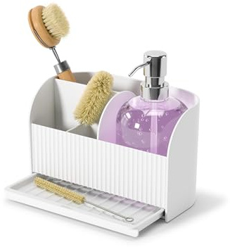 Umbra Sling Sponge Holder Sink Caddy with Dish Soap Dispenser Pump for Kitchen