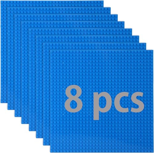 Set di 8 piastre di costruzione compatibili con la maggior parte delle marche, piastra base classica, compatibile con la piastra di costruzione Lego Classic, 25,5 x 25,5 cm, piastra di base blu