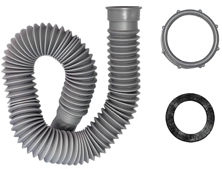 Qrity Tuyau de Vidange Flexible, Cuisine évier Salle de Bain Sanitaire Drain Connexion, Diamètre Intérieur Fileté 45mm, Extensible de 370 mm à 700 mm