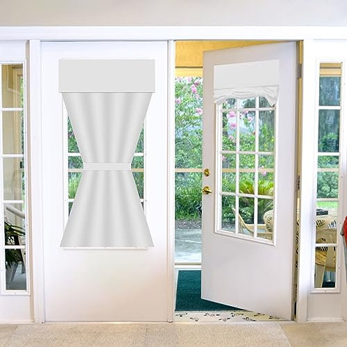 French Door Curtains 26 x 40 Blinds No Drilling Blackout Tie Up Single Thermal Door Curtain Tape Top Stick On Shade for Kitchen Bathroom Window (White, 66 x 102 cm)