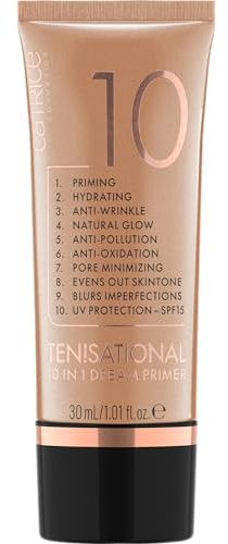 Catrice Ten!sational 10 in 1 Dream Primer, Nr. 020, Braun, Anti-Aging, feuchtigkeitsspendend, natürlich, vegan, UVA- und UVB-Filter + SPF 15, ohne Parabene, Nanopartikel frei, 1er Pack (30ml)