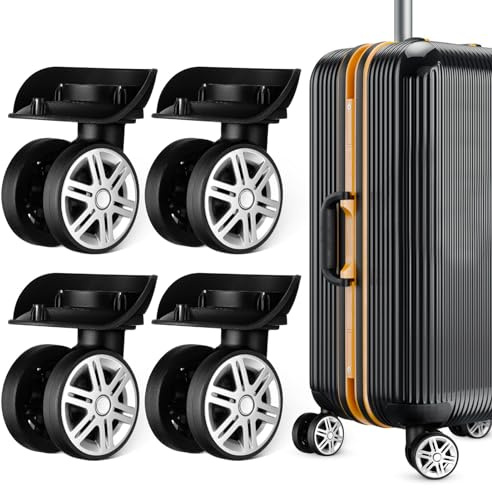 HANABASS Set da 4 Pezzi Ruote di Ricambio per Trolley Valigia Design a Doppia Ruota, Materiale Abs Resistente, Operazione Silenziosa e Compatibilità per Bagagli e Valigie