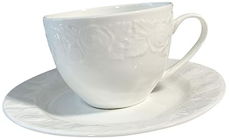 Cabilock Tasse Céramique Avec Soucoupe Motif Relief Rétro Style Anglais Pour Café Bureau Fête Cadeau