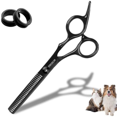 Profi Effilierschere für Hunde, Schere Fellschere Für Hund und Katze Sicherheit Runde Spitze Grooming Schere, Schwarz Titan Edelstahl-Fellschere mit Einstellbare Schraube 28 Zähne.