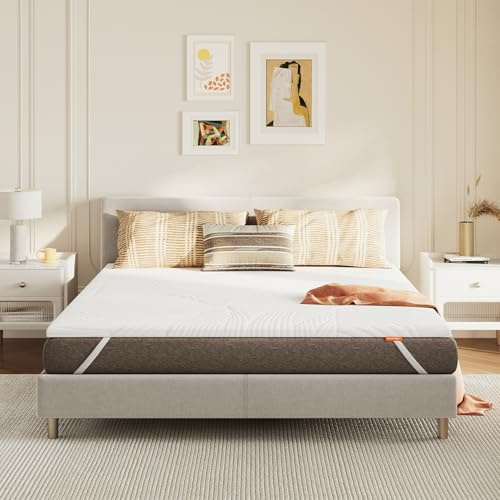 Sweetnight Topper Colchón de Espuma Viscoelástica en Gel 140x190 cm, Grosor de 5 cm, con Funda Extraíble y Lavable, Sobrecolchón de Memory Foam 140x190x5cm, con Correas Elásticas, Blanco
