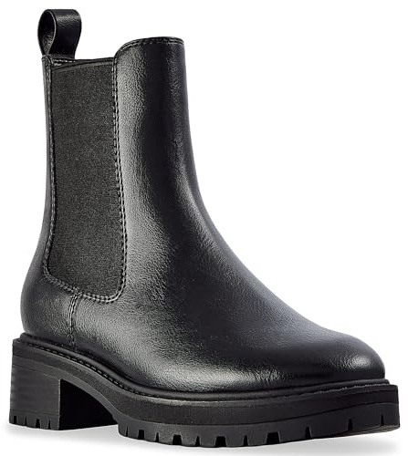 CosyFever Women’s Chelsea Ankle Boots, Low Heel Pull-On Booties, Elastic Side Gore, Comfort Cushioned Insole, Non-Slip TPR Sole