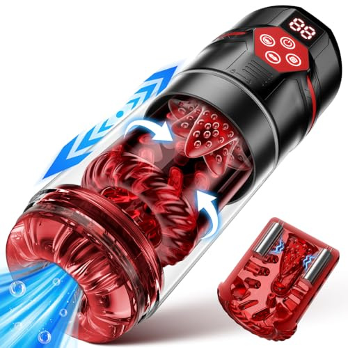 Elektrischer Masturbator Masturbieren für Männer Zungenleck, Sex Spielzeug für die Männer 7 Teleskopfunktion Rotierend Vibration Saugen Taschenmuschi, Masturbatoren Penis Eichel Stimulator Sex Toys