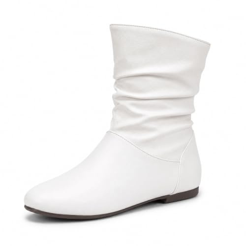 GemChve Bottines Slouch Femme à Bout Rond – Confortables Bottines Cheville Plates, Courtes Souples 36-43 EU