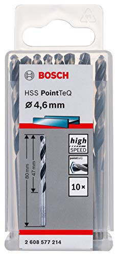 Bosch Professional 10-Piece PointTeQ HSS Twist Drill Bit (for Metal, 4.6 x 47 x 80 mm, Drill Driver Accessories)