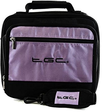 Bush 12 Inch Swivel Screen Portable DVD Player Twin Compartment Case Bag by TGC ® (Electric Purple & Black)